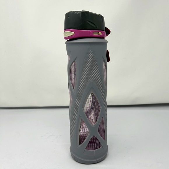 Zulu 20 oz Atlas Glass Water Bottle w/ Gray Sleeve Carry Loop Lockable Flip Lid - Picture 1 of 15